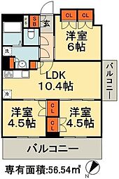HULICRESIDENCE千葉中央 3LDKの間取図画像