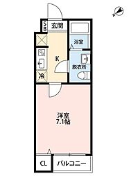 レガーロ藤崎 1Kの間取図画像