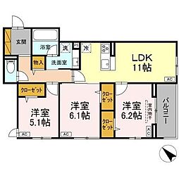 D-Lupinus 3LDKの間取図画像