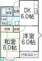 ウエストパークサイドB棟 2DKの間取図画像