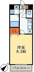BrilliantOhki2 1Kの間取図画像