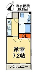 フレグランスウィンド 1Kの間取図画像