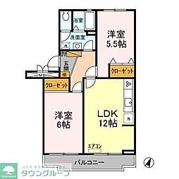 サンルミエール 2LDKの間取図画像