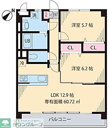 エバーグリーン 1SLDKの間取図画像