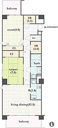 ゼファー熱海シーヒルズ 2LDKの間取図画像