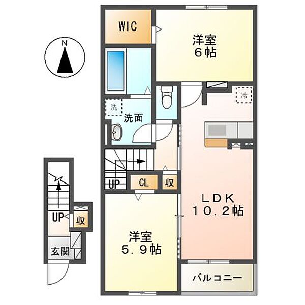 プルミエルＢ ｜兵庫県姫路市網干区津市場(賃貸アパート2LDK・2階・56.58㎡)の写真 その3