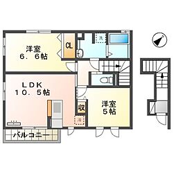 フォーリーフヴィラ 2LDKの間取図画像