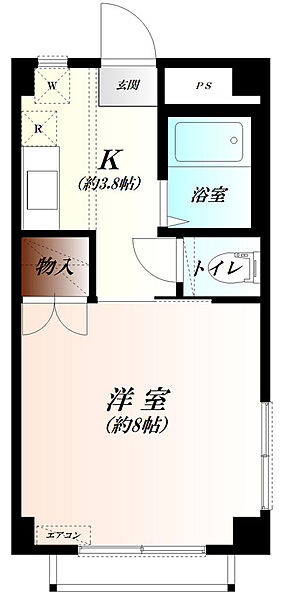 KAWATAハイツ　Wifi対応 ｜埼玉県熊谷市桜町１丁目(賃貸マンション1K・3階・25.20㎡)の写真 その2