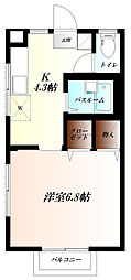 メゾンPBエイス4 1Kの間取図画像