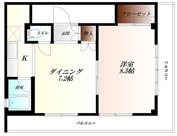 画像2:広々とした１ＤＫタイプ