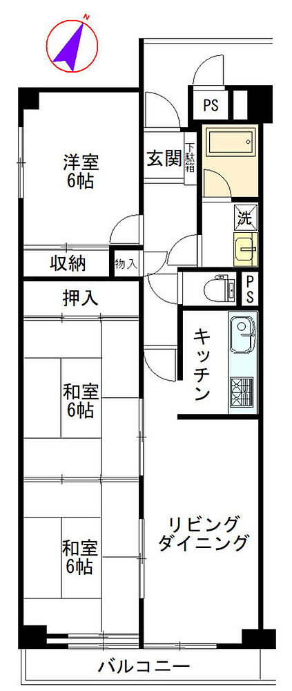 3LDK 間取り
