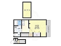 あんしん明神町08-3007 2階ワンルームの間取り