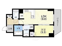 リーガル神戸三宮2 15階1LDKの間取り