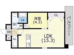 スプランディッド王子公園 8階1LDKの間取り