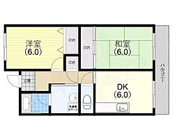 ミモザの館 2DKの間取図画像