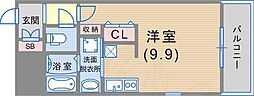 エスライズ新神戸 1Kの間取図画像
