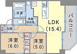 サムティグランツ神戸 2LDKの間取図画像