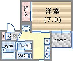 メビウスリンク・河合 1Kの間取図画像
