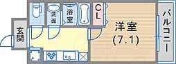 KDXレジデンス三宮 1Kの間取図画像