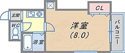 ヴァンクレールアキ 1Kの間取図画像