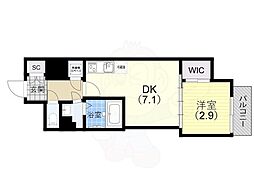 セレニテ神戸ミラク 1DKの間取図画像