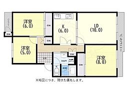 中落合第1住宅453号棟 3LDKの間取図画像