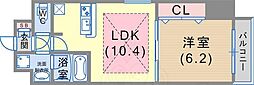 クロスレジデンス神戸元町 1LDKの間取図画像