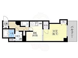 とけいや館北野坂 1DKの間取図画像