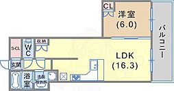 アーバンライフ神戸三宮ザ・タワー 1LDKの間取図画像