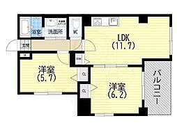 アルファレガロ上沢 2LDKの間取図画像