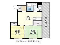 サンシャトー板宿 2DKの間取図画像