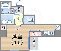 エトワール衣掛 ワンルームの間取図画像