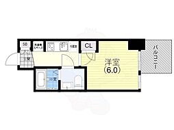 セレニテ神戸ミラク 1Kの間取図画像