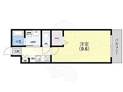 セオリー神戸ドミール 1Kの間取図画像