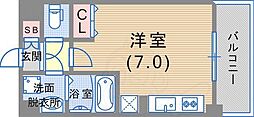 パシフィックレジデンス神戸八幡通 ワンルームの間取図画像