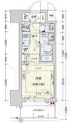 プレサンスジェネ新神戸ステーションフロント 1Kの間取図画像
