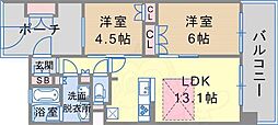 ローレルコート神戸元町 2LDKの間取図画像
