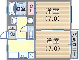 中山手ガーデンパレスD棟 201 ｜ 兵庫県神戸市中央区中山手通７丁目35番10号（賃貸アパート2K・2階・34.78㎡） その2