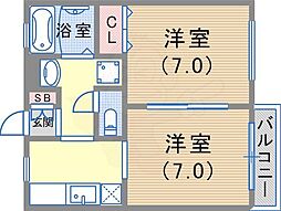 中山手ガーデンパレスD棟 2階/201