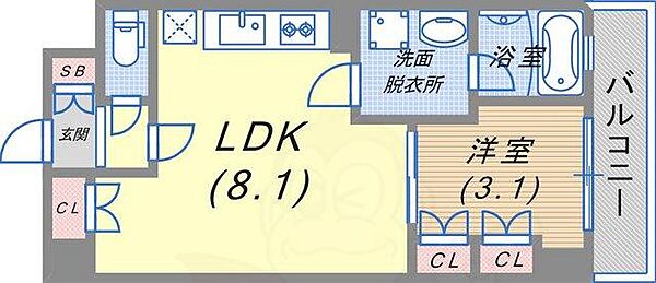 アバンダントハウス ｜兵庫県神戸市中央区若菜通５丁目(賃貸マンション1LDK・4階・29.85㎡)の写真 その2