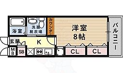 M’S三宮 2階ワンルームの間取り