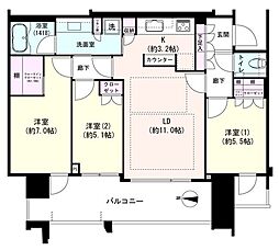 スカイズタワー&ガーデン 3LDKの間取図画像