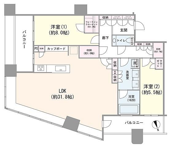 間取り パークタワー勝どきサウス 51階/-