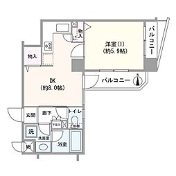 中銀門前仲町マンシオン 1DKの間取図画像