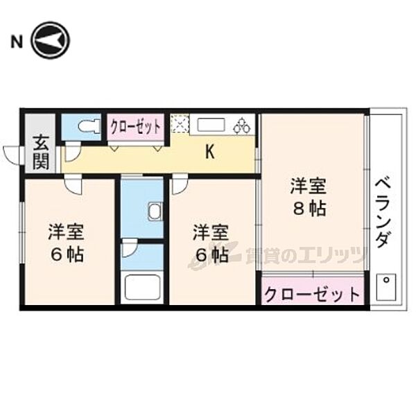 シャルマン北山堀川ハイツ ｜京都府京都市北区紫竹下本町(賃貸マンション3K・3階・48.09㎡)の写真 その2