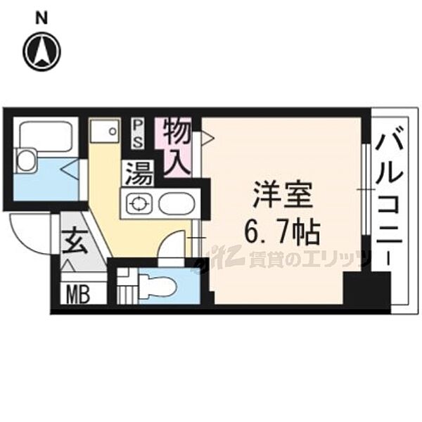 京都府京都市中京区聚楽廻中町(賃貸マンション1K・6階・21.36㎡)の写真 その2