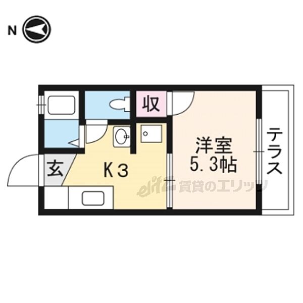 北山Ｈｉｌｌｓ　Ｂ 201｜京都府京都市北区上賀茂菖蒲園町(賃貸アパート1K・2階・20.64㎡)の写真 その2