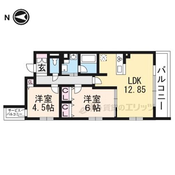 ロマンシャンブル 202｜京都府京都市北区小山西花池町(賃貸マンション2LDK・2階・54.03㎡)の写真 その2