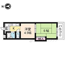 Ｒｅｑｕｉｅ紫竹 2階1Kの間取り