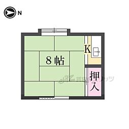 京福電気鉄道北野線 北野白梅町駅 徒歩8分の賃貸アパート 2階ワンルームの間取り